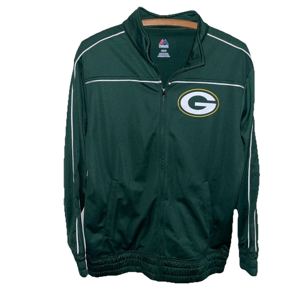 Green Bay Packers Full Zip Track Jacket Men's Medium MAJESTIC NFL